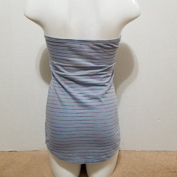 Realitee Threads top Small strapless rainbow striped ruched bust Y2K scene kid - Picture 3 of 12